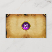 古い羊皮紙、宝石の石、モノグラムパープル 名刺 (裏面)