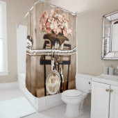 古い自転車と花ぼやけがバックグラウンドで シャワーカーテン (インサイチュ)