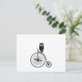 古い自転車に乗ったフクロウ ポストカード (スタンド正面)