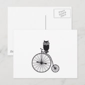 古い自転車に乗ったフクロウ ポストカード (正面/裏面)