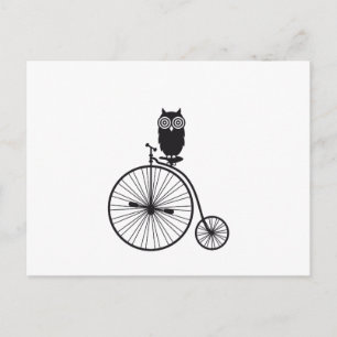 古い自転車に乗ったフクロウ ポストカード