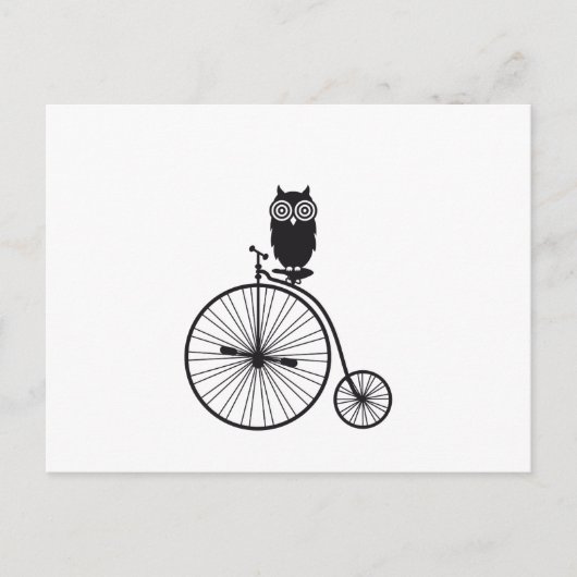 古い自転車に乗ったフクロウ ポストカード (正面)
