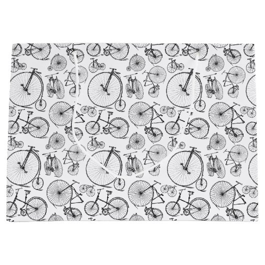 古い自転車ファッションドのカスタムの背景色 ラージペーパーバッグ (正面)