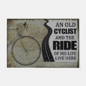 古い自転車乗りと彼の人生の乗り物 ドアマット (正面)