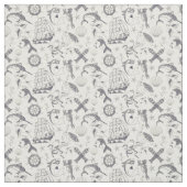 古い航海のセーラータトゥーパターン（の模様が）ある ファブリック (見本)