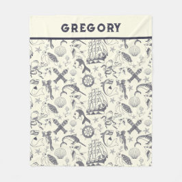 古い航海のセーラータトゥーパターン（の模様が）ある フリースブランケット