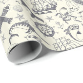 古い航海のセーラータトゥーパターン（の模様が）ある ラッピングペーパー (ロールコーナー)