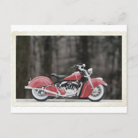 古い色のオートバイの写真 ポストカード (正面)