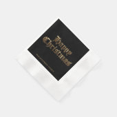 古い英エレガント語レタリングハッピークリスマス 縁ありカクテルナプキン (角)