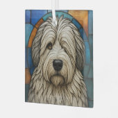 古い英国のシェプドッグ犬"ステンドグラス" ガラスオーナメント (正面左)