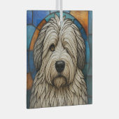 古い英国のシェプドッグ犬"ステンドグラス" ガラスオーナメント (正面右)