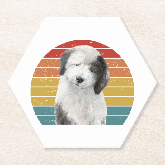 古い英国のシープドッグのギフトヴィンテージDulux Dog S ペーパーコースター (正面)