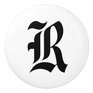 古い英国のモノグラムのな引出しのノブ セラミックノブ