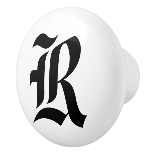 古い英国のモノグラムのな引出しのノブ セラミックノブ (右)