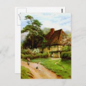 古い英国の国のコテージの郵便はがき ポストカード (正面/裏面)
