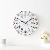 古い英国の庭のヴィンテージの花柄パターン ラージ壁時計 (ホーム)