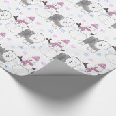 古い英国の牧羊犬および雪だるま ラッピングペーパー (角)