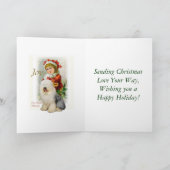 古い英国の牧羊犬のクリスマスのギフト シーズンカード (内部)