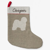 古い英国の牧羊犬のシルエット犬の品種休日 スモールクリスマスストッキング (正面)