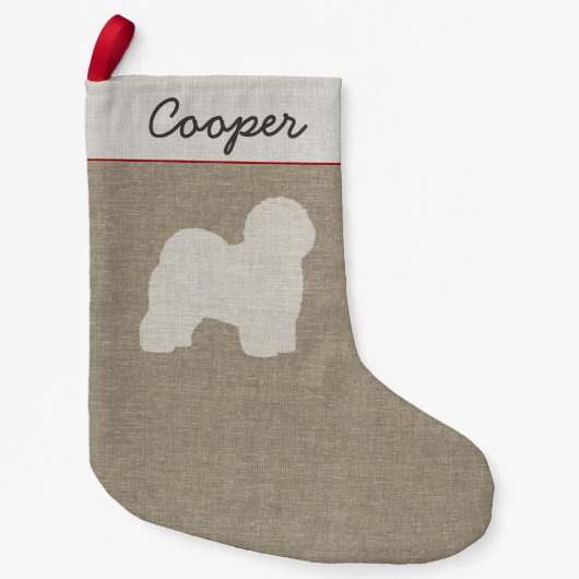 古い英国の牧羊犬のシルエット犬の品種休日 スモールクリスマスストッキング (正面)