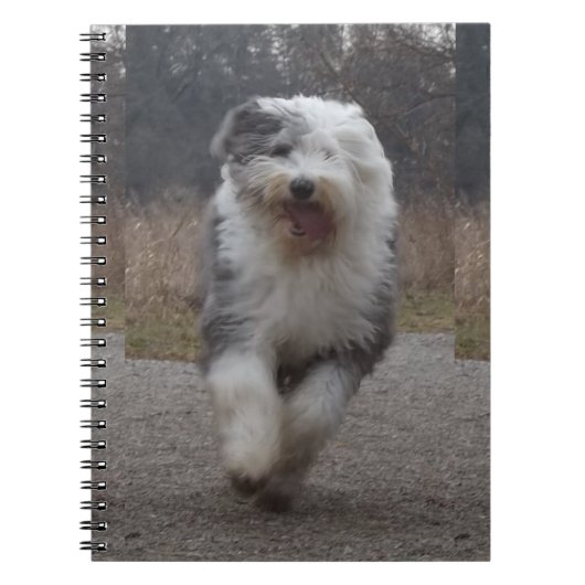古い英国の牧羊犬のノート-操業犬! ノートブック (正面)