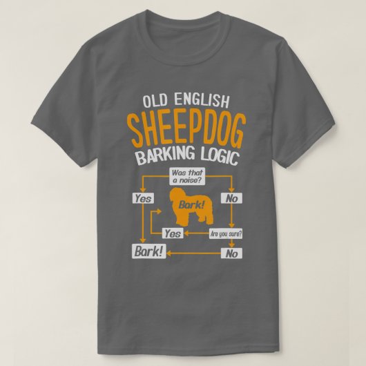 古い英国の牧羊犬のバーキング論理 Tシャツ (デザイン正面)