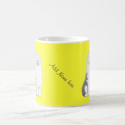 古い英国の牧羊犬のマグは名前を加えます コーヒーマグカップ (中央)