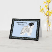 古い英国の牧羊犬の卒業 カード (黄色い花)