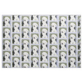 古い英国の牧羊犬の子犬の絵画-犬の芸術 ファブリック (ファットクウォーター)