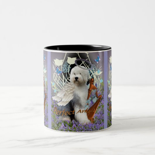 古い英国の牧羊犬の完全な天使 ツートーンマグカップ (中央)