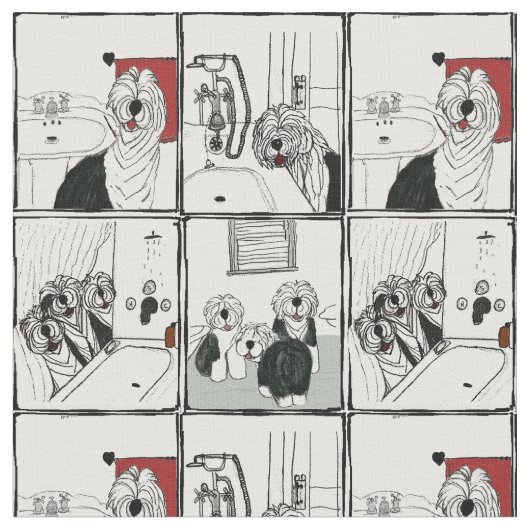 古い英国の牧羊犬の浴室の生地 ファブリック (クローズアップ)