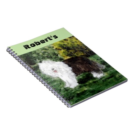 古い英国の牧羊犬の絵画 ノートブック (右側)