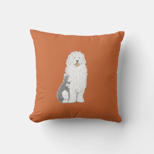 古い英国の牧羊犬の装飾用クッション クッション (正面)