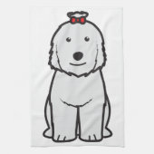 古い英国の牧羊犬犬の漫画 キッチンタオル (縦)