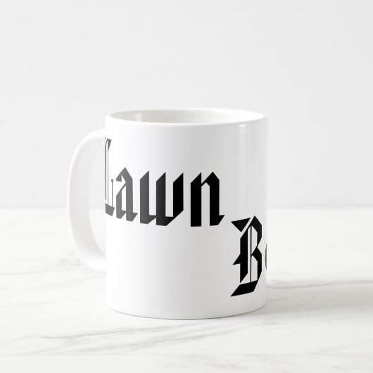 古い英国風の芝生の文字デザイン椀 コーヒーマグカップ (正面左)