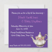 古い英語のバラティータイムsipと赤ちゃんのシャワーを参照 招待状 (裏面)