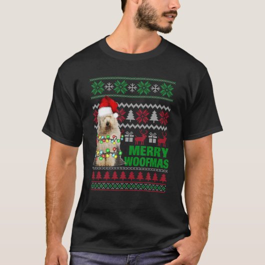 古い英語のヘップドッグメリーウーマス醜いクリスマスS Tシャツ (正面)