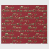 古い英語のレタリング金ゴールドと赤いクリスマス ラッピングペーパー (フラット)