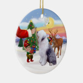 古い英語の羊飼いを治療する セラミックオーナメント (右)