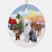 古い英語の羊飼いを治療する セラミックオーナメント (左)