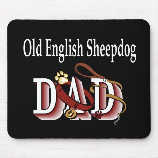 古い英語シェプドッグDadGives マウスパッド (正面)