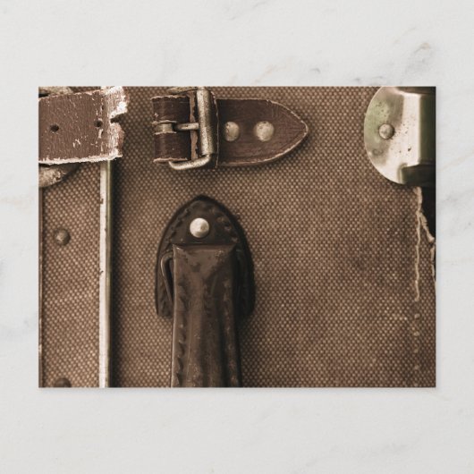古い茶色のスーツケース ポストカード (正面)