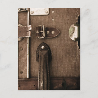 古い茶色のスーツケース ポストカード