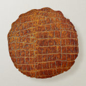 古い茶色の動物の皮革のテクスチャ ラウンドクッション (裏面)