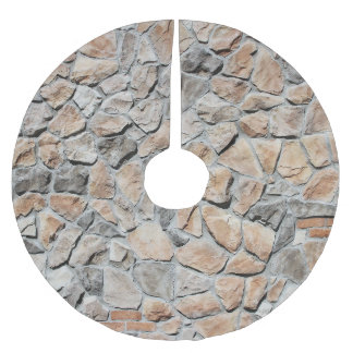 古い茶色の城の石のテクスチャ ブラッシュドポリエステルツリースカート