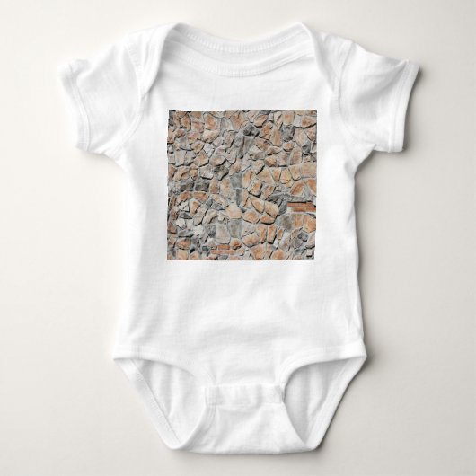 古い茶色の城の石のテクスチャ ベビーボディスーツ (正面)