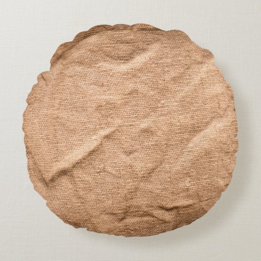 古い茶色の布の背景 ラウンドクッション (正面)