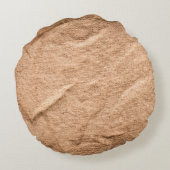 古い茶色の布の背景 ラウンドクッション (裏面)