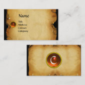 古い茶色の羊皮紙、宝石の石、モノグラムオレンジ 名刺 (正面/裏面)