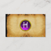 古い茶色の羊皮紙、宝石の石、モノグラムパープル 名刺 (裏面)